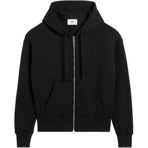 Ami Paris, Heren, Sweatshirts & Hoodies, Zwart, Maat: L Katoen,
