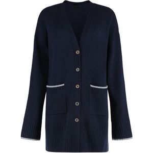 Pinko, Dames, Truien, Blauw, Maat: L Wol,