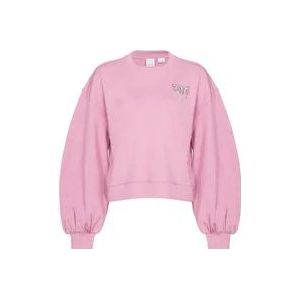 Pinko Love Birds Geborduurde Boxy Sweatshirt in Roze , Pink , Dames , Maat: XS