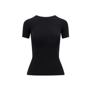 Balenciaga Rhinestone Print Slim Fit T-Shirt , Black , Dames , Maat: L