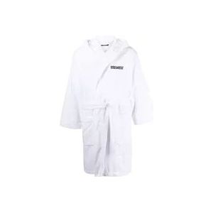 Dsquared2 Witte badjas met capuchon , White , Heren , Maat: L