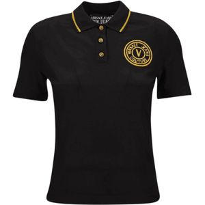 Versace Jeans Couture, Dames, Tops, Zwart, Maat: 2XS Katoen,