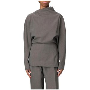 Bottega Veneta, Dames, Tops, Grijs, Maat: S Wol,