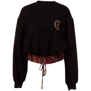 Cropped Sweatshirt - Zwart - Met Elastische Tailleband