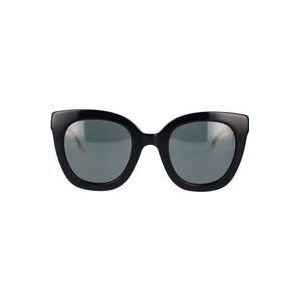 Gucci Iconische Cat-Eye Zonnebril met Transparante Armen , Black , Dames , Maat: 51 MM