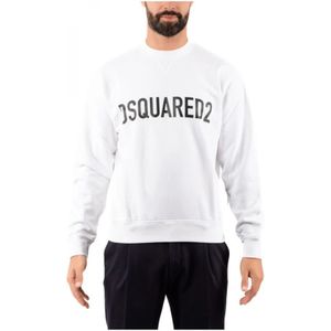 Dsquared2, Heren, Sweatshirts & Hoodies, Wit, Maat: XL Katoen,