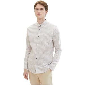 TOM TAILOR - Overhemd - Wit - Design met Meerdere Roosters