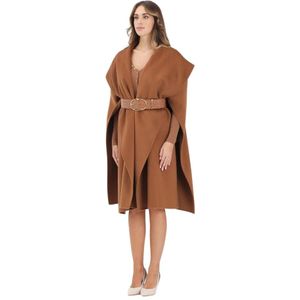 Elisabetta Franchi, Dames, Mantels, Bruin, Maat: M Wol,