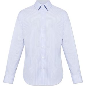Emporio Armani, Heren, Overhemden, Blauw, Maat: S Katoen,