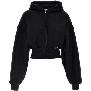 T by Alexander Wang, Dames, Sweatshirts & Hoodies, Zwart, Maat: M Katoen,