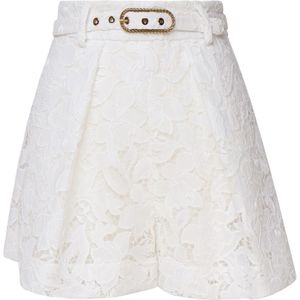 Zimmermann Witte Kanten Shorts met Riem , White , Dames , Maat: XS