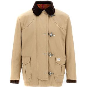 Fay, Heren, Jassen, Beige, Maat: S Katoen,