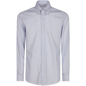 Borriello Napoli, Heren, Overhemden, Blauw, Maat: L Katoen,