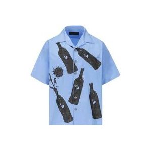 Prada Bedrukt katoenen overhemd , Blue , Heren , Maat: L