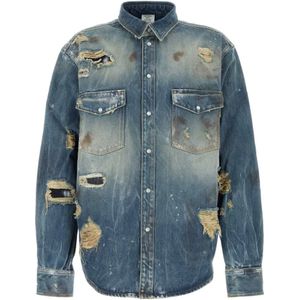 Vetements, Heren, Overhemden, Blauw, Maat: S Denim,