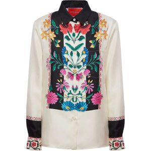 La DoubleJ, Dames, Blouses & Shirts, Beige, Maat: M Zijde,