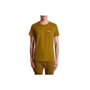 Balmain Eco-verantwoord katoenen T-shirt met logo print , Green , Heren , Maat: XL