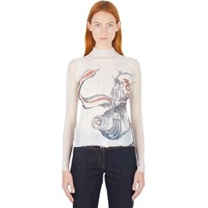 JW Anderson - Sheer Pleated Print Underpinning Top - Dames - Wit