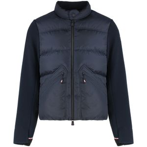 Moncler, Heren, Jassen, Blauw, Maat: L Leer,