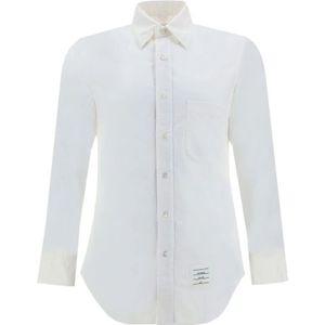 Thom Browne - Overhemden - Wit - Klassiek Overhemd met Lange Mouwen - 100% Katoen
