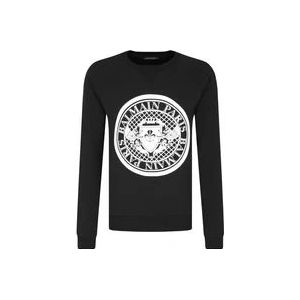 Balmain Iconische Katoenen Sweatshirt voor Casual Garderobe , Black , Heren , Maat: S