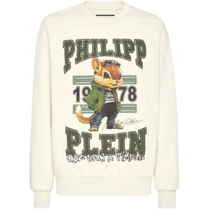 Philipp Plein, Heren, Sweatshirts & Hoodies, Beige, Maat: S Katoen,