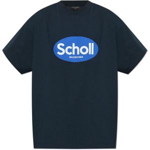 Balenciaga, Heren, Tops, Blauw, Maat: M Katoen,