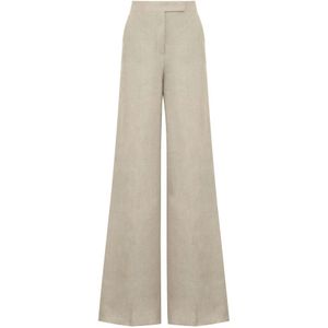 Max Mara, Dames, Broeken, Beige, Maat: 2XS Linnen,