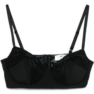 Elisabetta Franchi, Dames, Tops, Zwart, Maat: S Satijn,