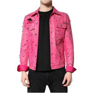 Dolce & Gabbana - Denim Jas - Roze - Heren - Met Kristallen