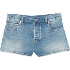 Gucci, Dames, Korte broeken, Blauw, Maat: W25 Denim,
