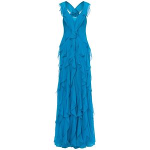 Alberta Ferretti, Dames, Jurken, Blauw, Maat: S Zijde,