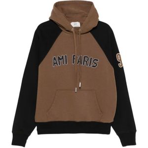 Ami Paris, Heren, Sweatshirts & Hoodies, Bruin, Maat: M