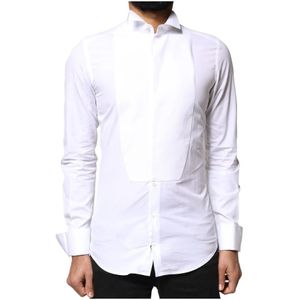 Dolce & Gabbana - Katoen Poplin Bib Overhemd - Wit - Heren