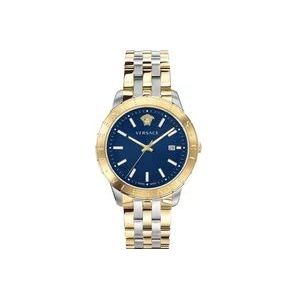 Versace Blauw Staal Quartz Horloge , Yellow , Heren , Maat: ONE Size