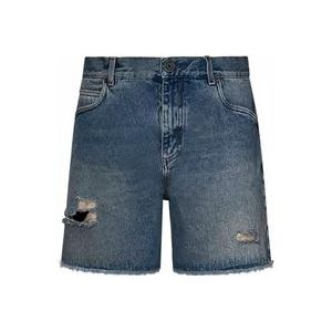 Balmain Blauwe Vintage Denim Shorts met Logo Borduursel , Blue , Heren , Maat: W31