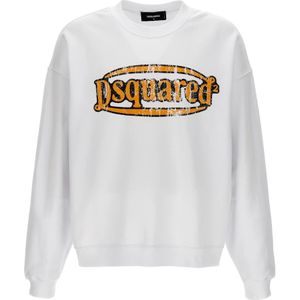 Dsquared2, Heren, Sweatshirts & Hoodies, Wit, Maat: L Katoen,