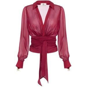 Elisabetta Franchi, Dames, Blouses & Shirts, Rood, Maat: S Voile,
