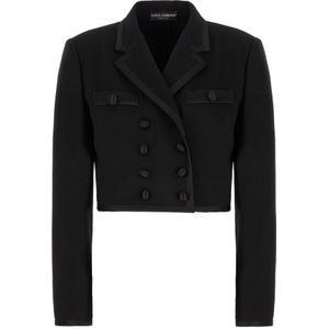 Dolce & Gabbana, Dames, Jassen, Zwart, Maat: M Wol,