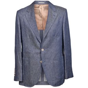 Brunello Cucinelli, Heren, Jassen, Blauw, Maat: M Leer,