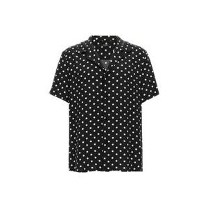 Balmain Bowling Kraag Shirt met Witte Polka Dot Print , Black , Heren , Maat: M