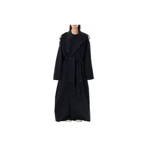 Balenciaga Oversized Zwarte Trenchcoat , Black , Dames , Maat: XS
