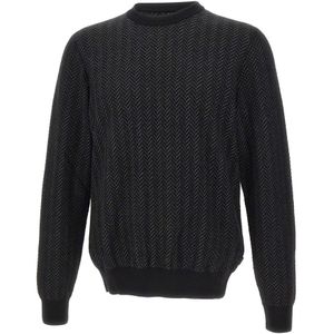 BOSS - Trui - Scheerwol en Katoen - Visgraatstructuur