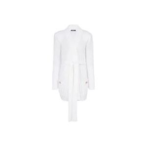 Balmain Glitter mohair Cardigan met riem , White , Dames , Maat: 2XS