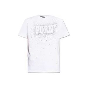 Dsquared2 T-shirt met sprankelende kristallen , White , Heren , Maat: L