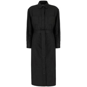 Thom Browne, Dames, Jurken, Zwart, Maat: M Zijde,