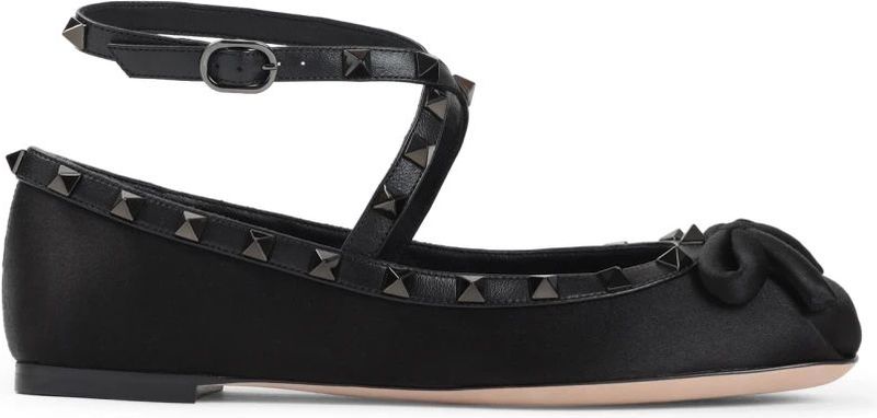 - Black Satin Ballerinas in zwart