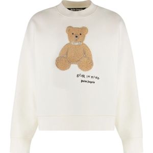 Palm Angels - Sweatshirt - Beige - Katoen - Geribbelde Crew-Neck