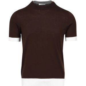 Paolo Pecora, Heren, Tops, Bruin, Maat: S Katoen,