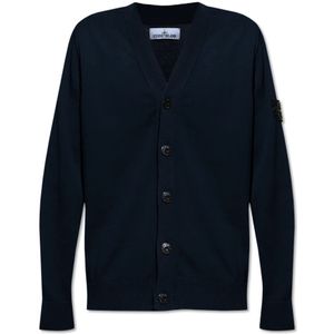 Stone Island, Heren, Truien, Blauw, Maat: M Katoen,